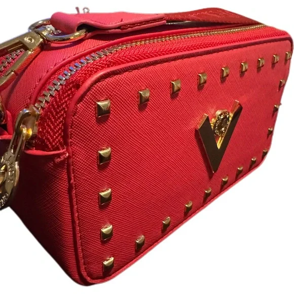 NWOT Valentino Orlandi Hot Pink Studded Crossbody Bag - Picture 2 of 5